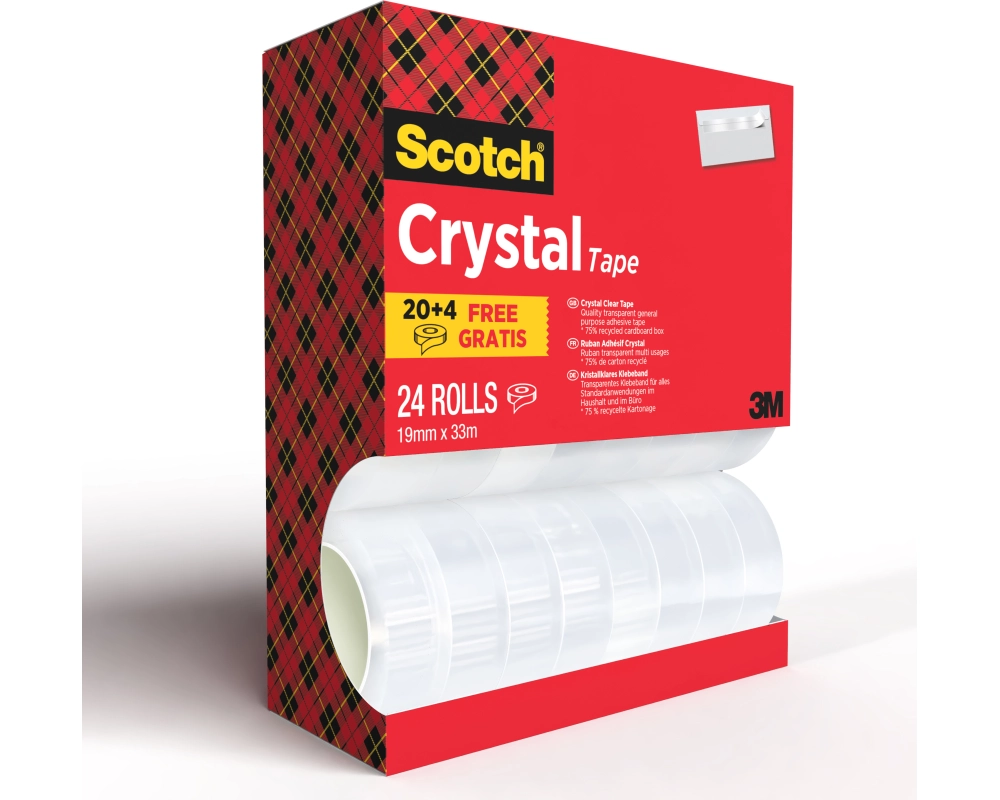 SCOTCH Crystal Tape 19mmx33m 6-1933VP24 kristallklar 24 Rollen