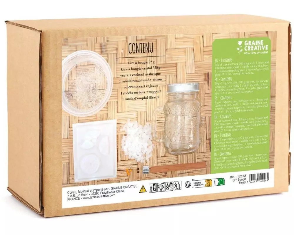 Graine Créative Bastelset Kerzen DIY Kit Mojito Kristallgel-Optik