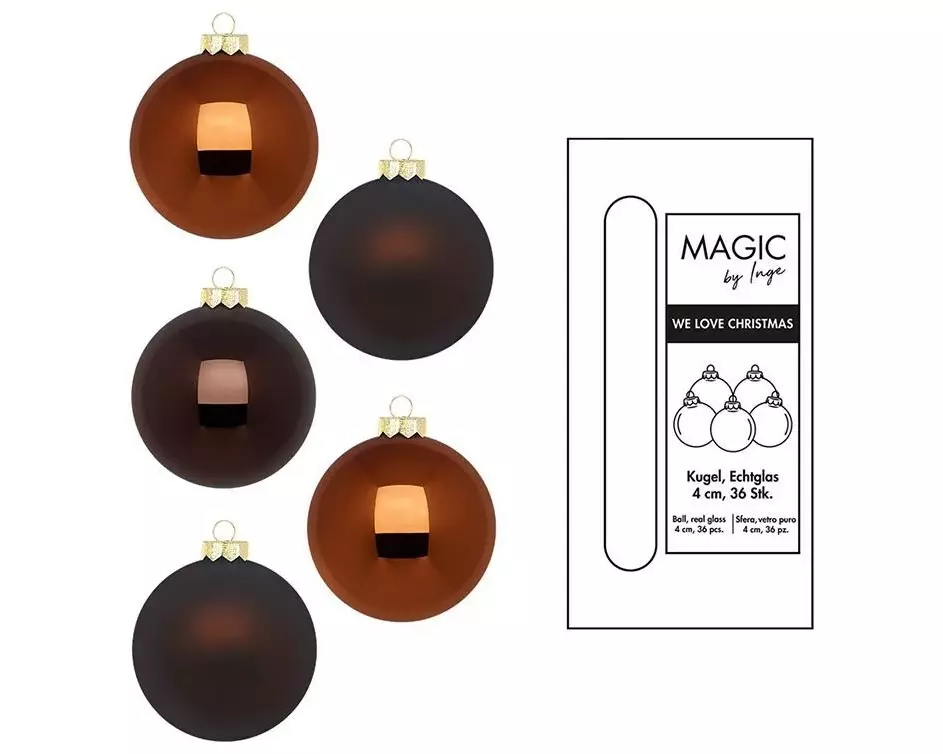 INGES CHRISTMAS DECOR Weihnachtskugel Cognac Diamond Ø 4 cm 36 Stück