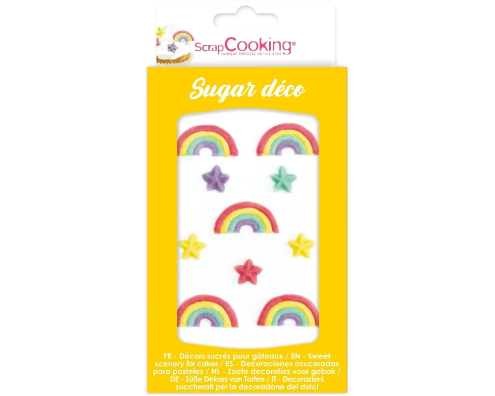 ScrapCooking Zuckerdekore Regenbogen und Sternen 10 Stück