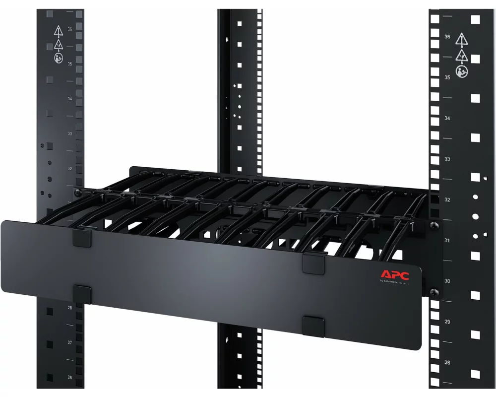 APC 2U Horizontal Cable Manager 15cm Deep, Single Sided with Cover, hole in backplate