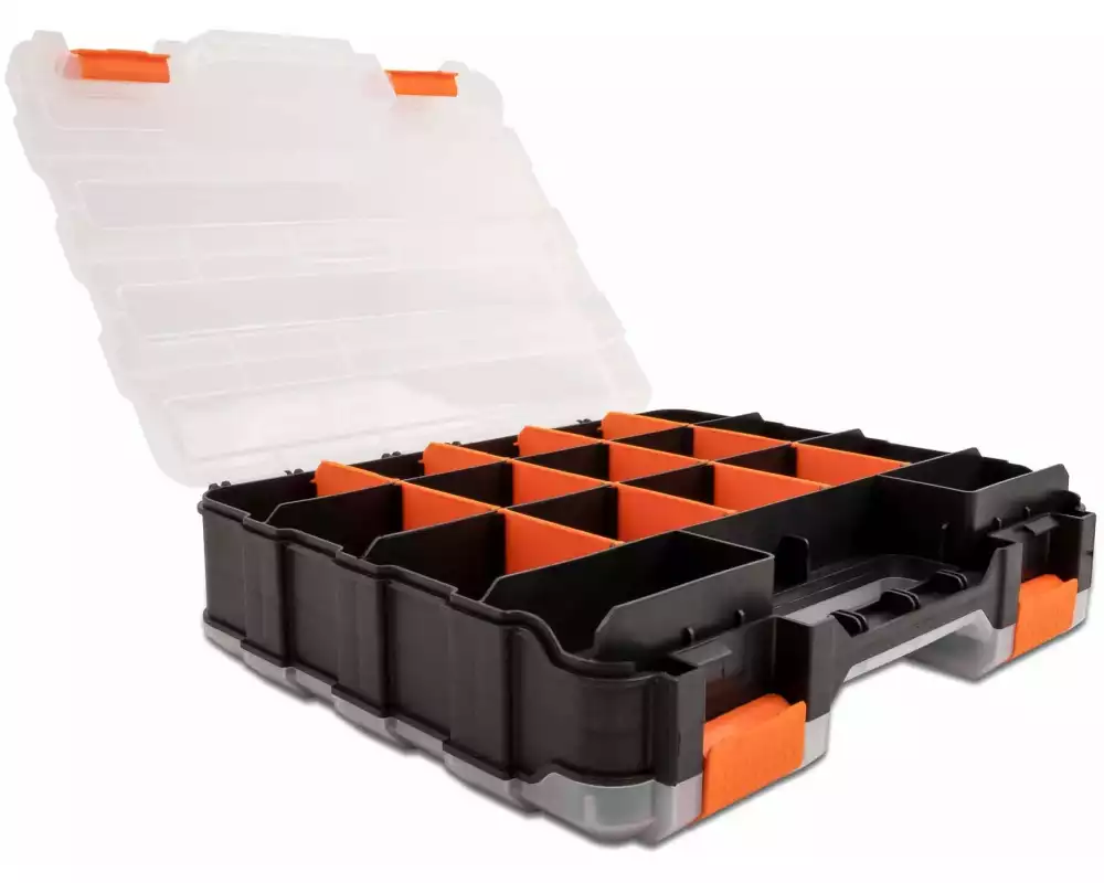 Delock Sortimentskasten Orange / Schwarz 34 Fächer