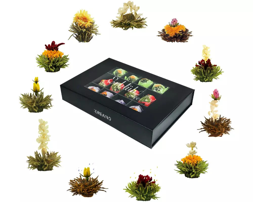 Creano Erblühtee Weiss-, Schwarz- und Grüntee 18er Magnetbox