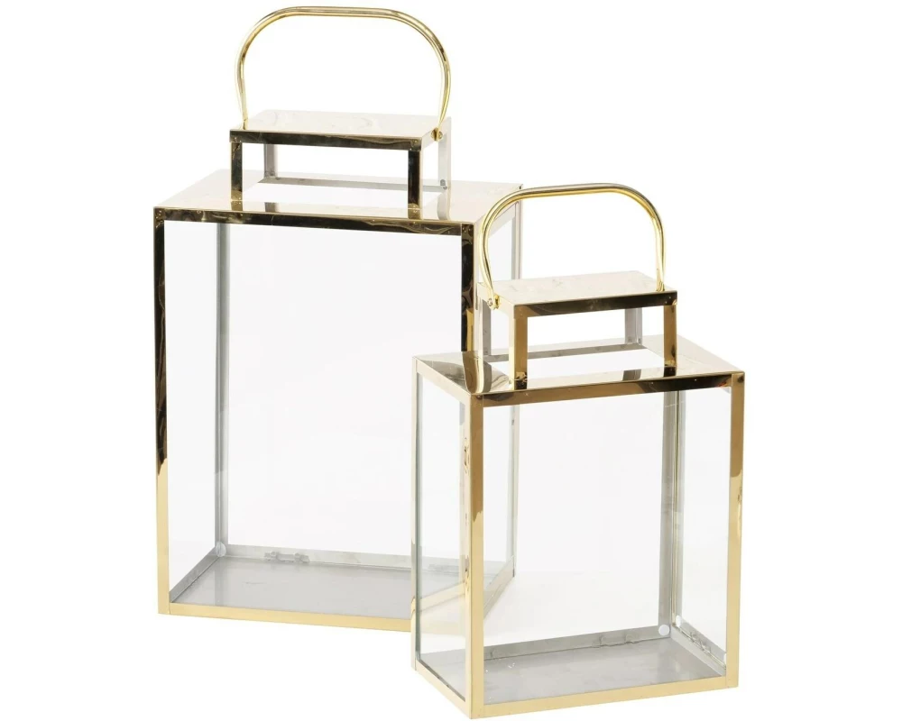 Boltze Laterne Jalena 2-teilig, Gold/Transparent