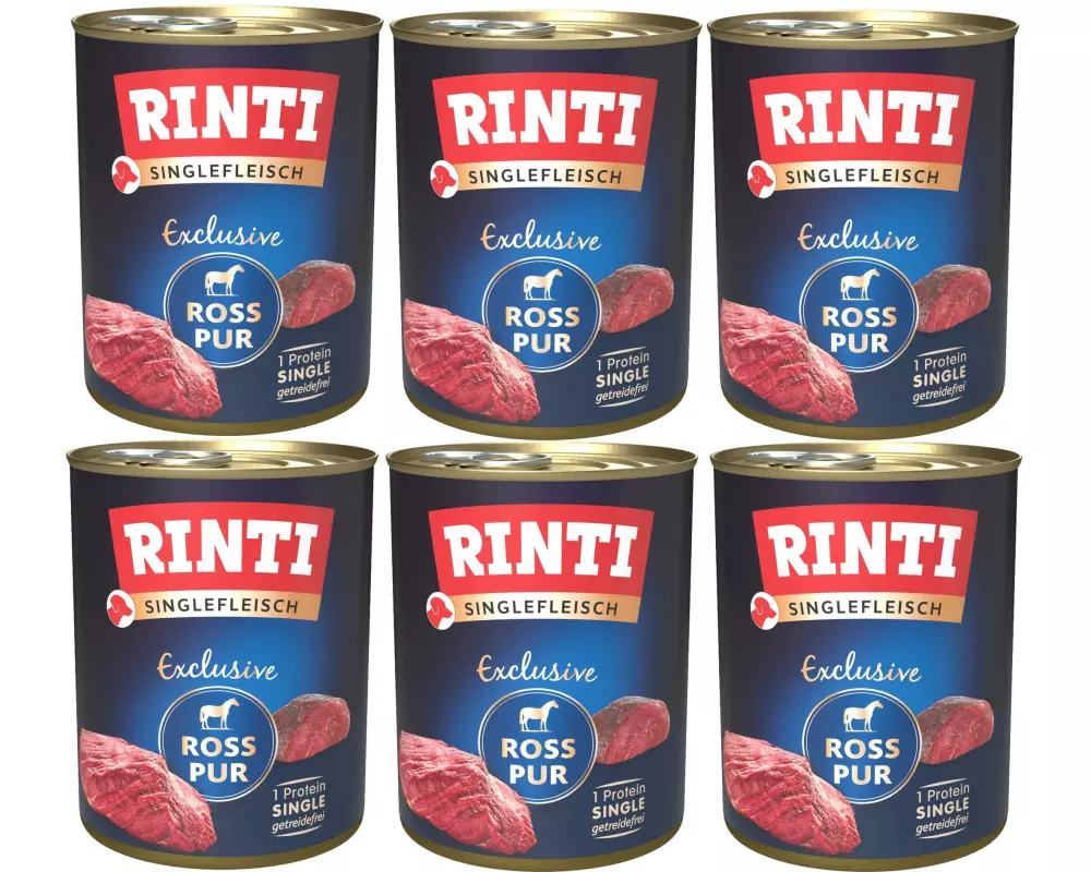 Rinti Nassfutter Singlefleisch Exclusive Ross Pur, 6 x 800 g