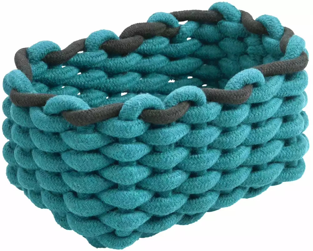 diaqua® Aufbewahrungskorb Cord 20 x 14 x 10 cm, Petrol/Schwarz