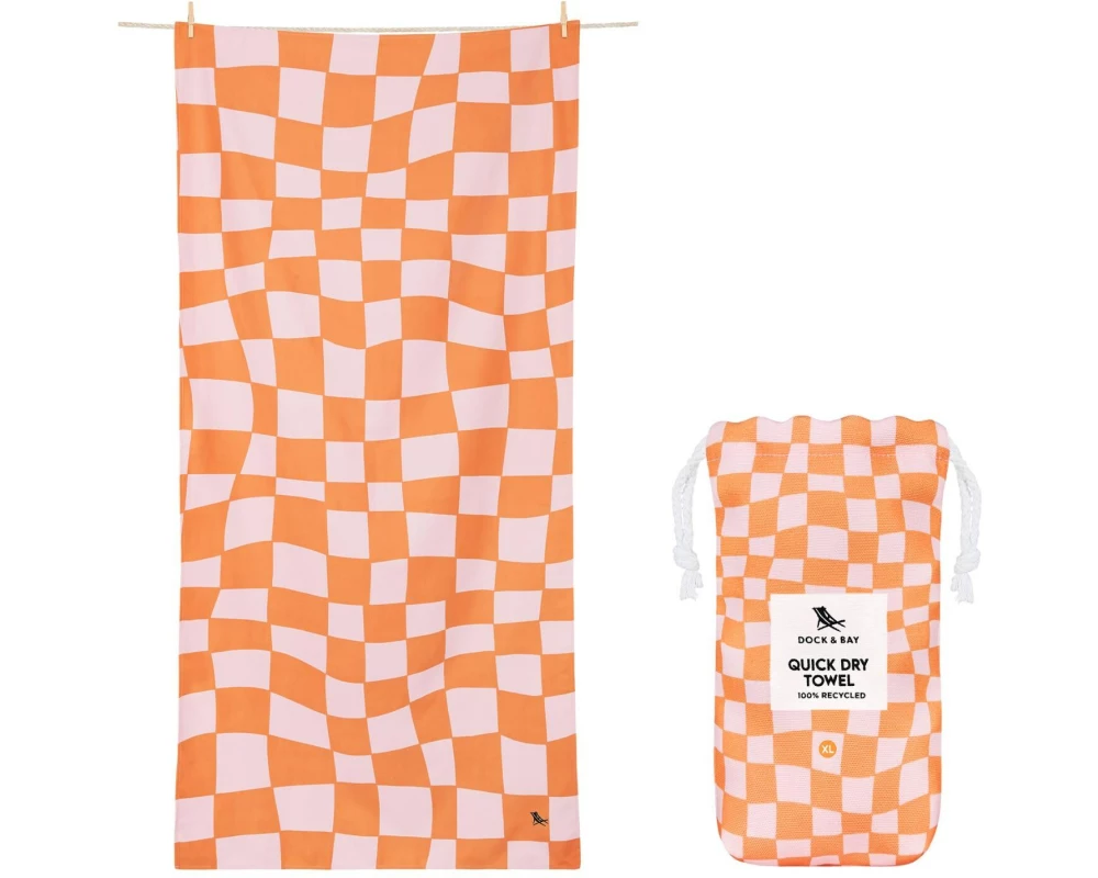 Dock & Bay Strandtuch Groovy Check 200 cm x 90 cm, Orange
