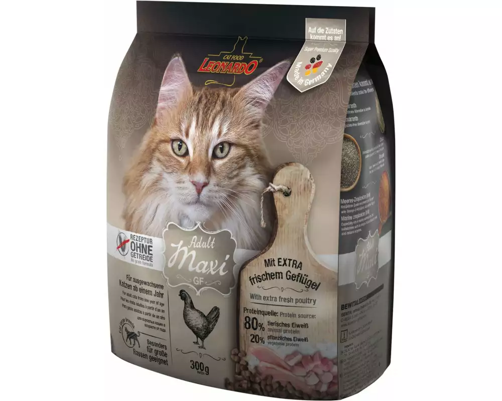 Leonardo Cat Food Trockenfutter Adult getreidefrei Maxi, 300 g