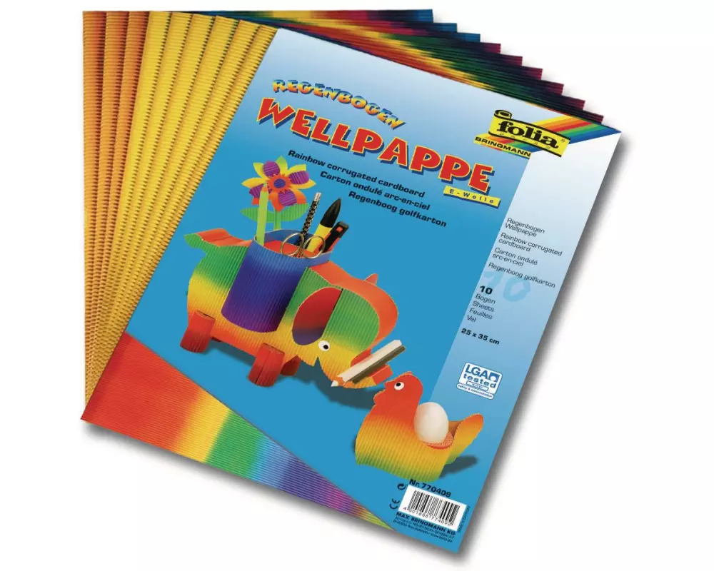 Folia Wellpapier Regenbogen Farbig sortiert