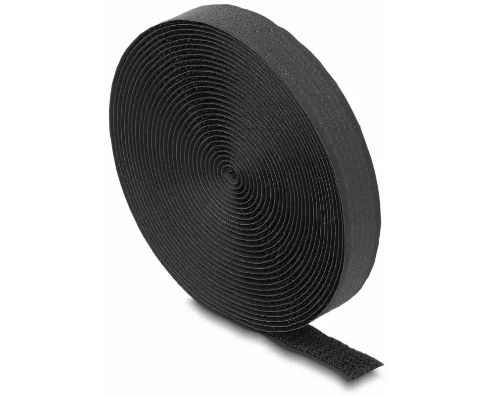 Delock Klettband auf Rolle mit Schlaufe Schwarz, 3 m