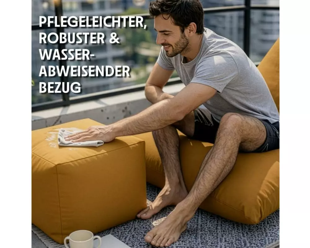Urbanara Sitzsack-Hocker Basic-Outdoor, 85 l, Senfgelb