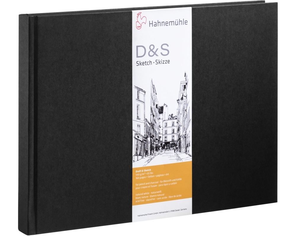 HAHNEMÜHLE Skizzenbuch D&S A4 quer 10628215 schwarz 80 Blatt