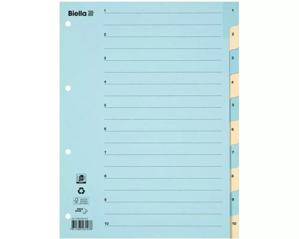 Biella Register A4 1 - 10 Karton
