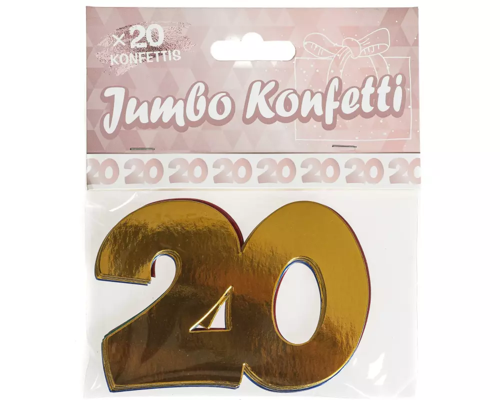 Trendcompany Konfetti 20. Geburtstag 7.5 x 10 cm, Mehrfarbig, 20 Stück