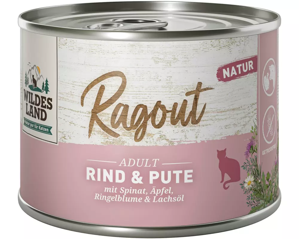 Wildes Land Nassfutter Ragout Rind & Pute 6 x 180 g