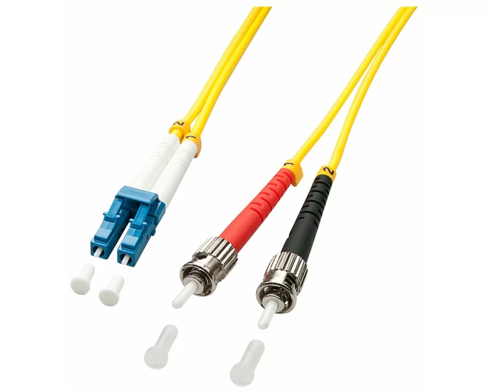 LINDY Fiber Optic Cable, OS2 , LC-ST , 3m , yellow, 9/125, Duplex, Singlemode, LWL