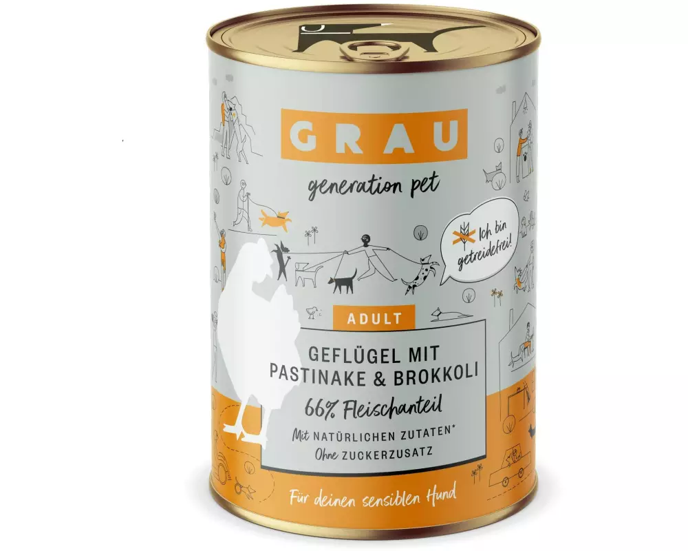 Grau Nassfutter Geflügel, Pastinake, Brokkoli 400 g