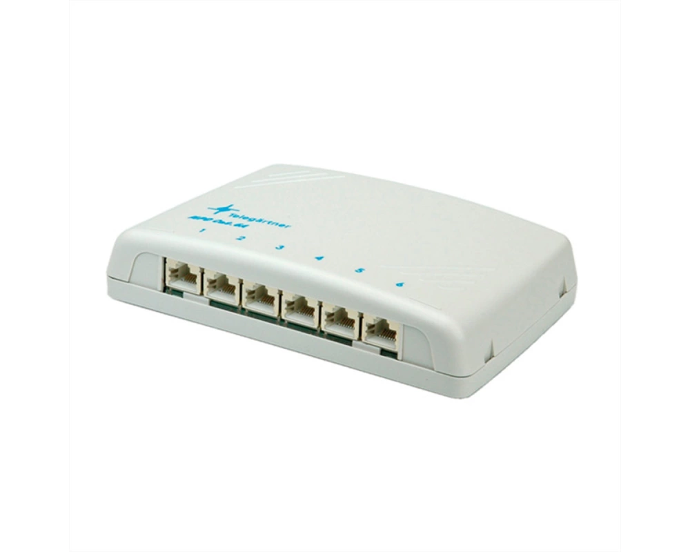 TELEGÄRTNER Mini-Verteiler MPD6 Cat.6A (Class EA), für Wandmontage, 6 Ports