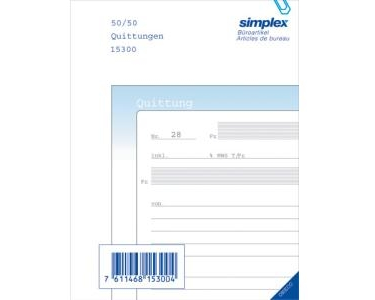 SIMPLEX Quittungen D A6 15303D blau/weiss 100x2 Blatt
