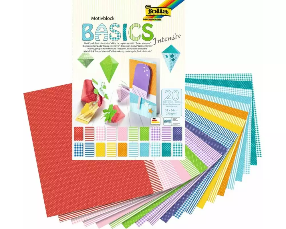 Folia Motivblock Basics Intensiv Mehrfarbig