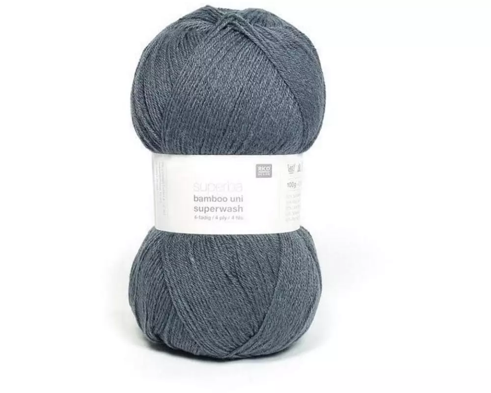 Rico Design Wolle Bamboo Uni für Socken 100 g, Mittelgrau