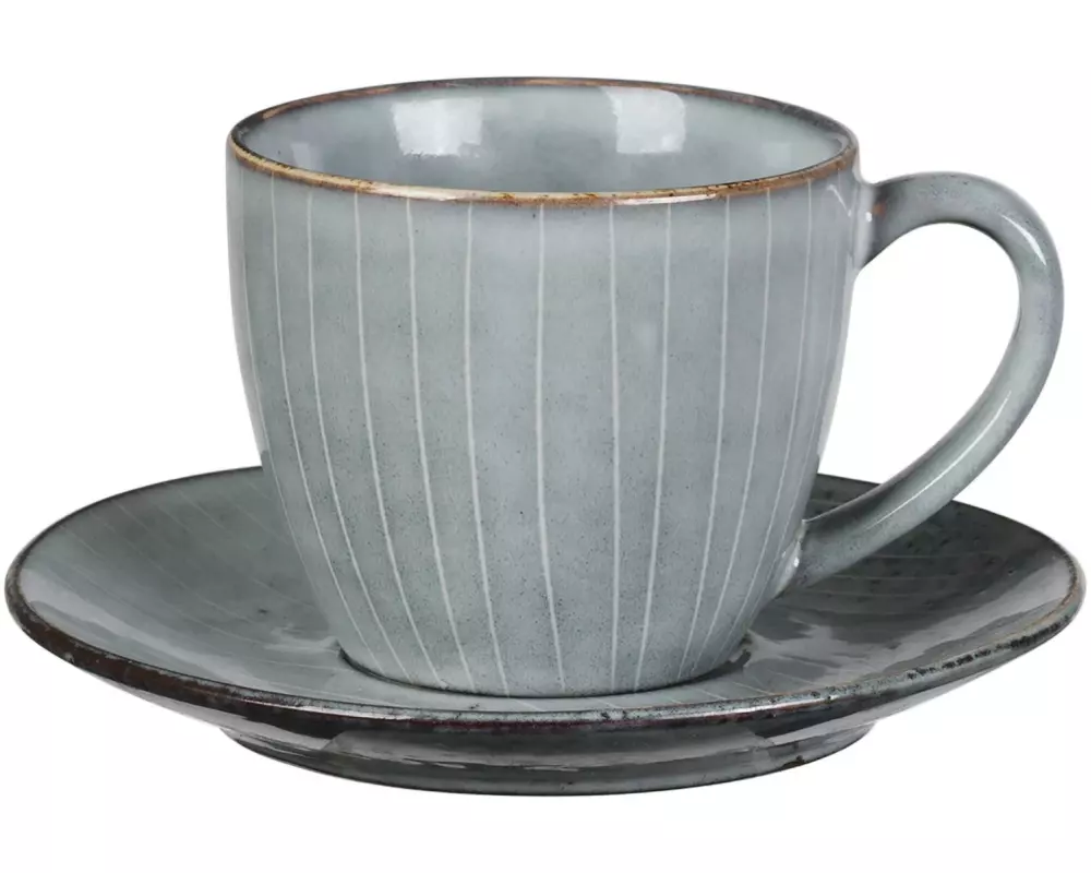 Broste Copenhagen BC Nordic Sea Tasse mit Untertasse Blau/Grau