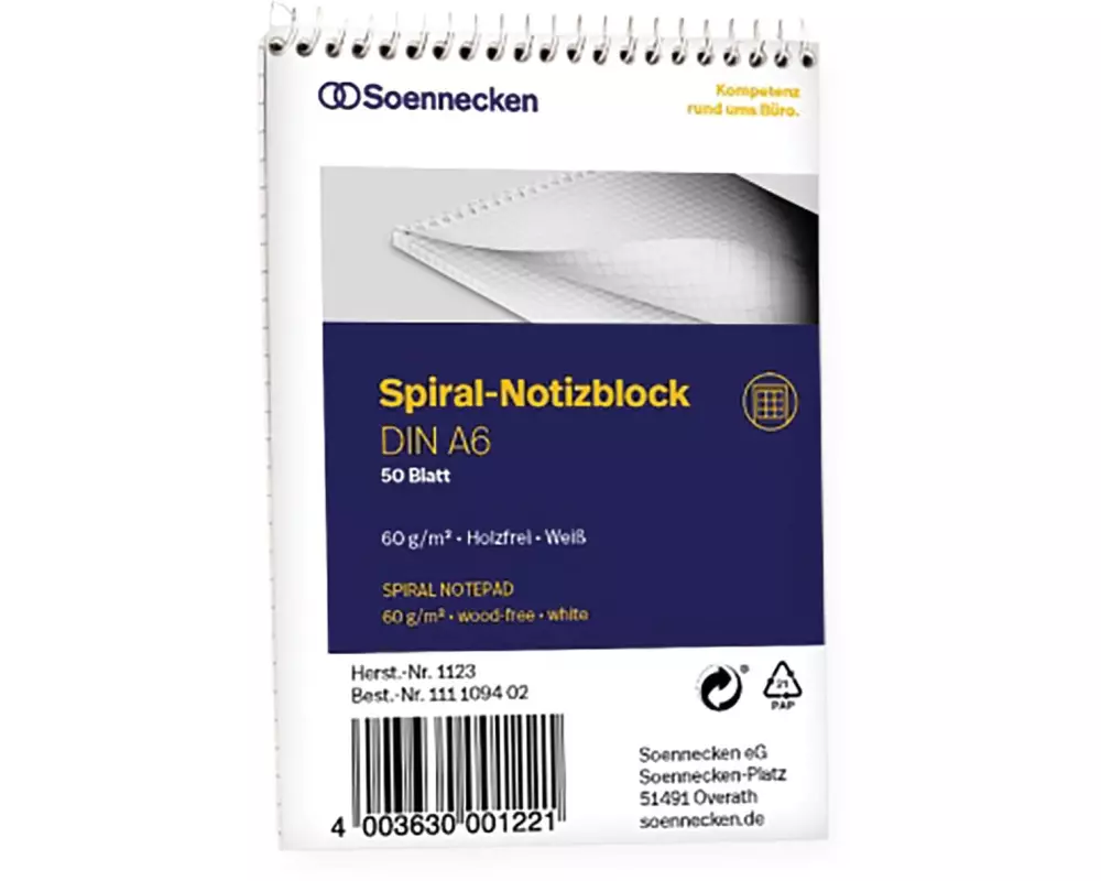 Soennecken Spiralblock A6, 50 Blätter, kariert