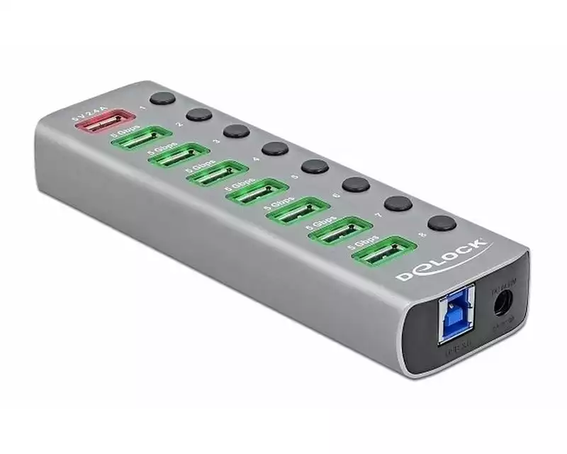 Delock USB-Hub 63264 USB 3.0 - 7x USB-A / 2x Ladeanschluss