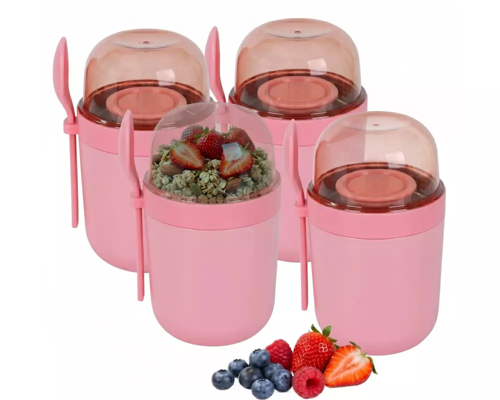 relaxdays Lunchpot to go, 4er Set, Pink