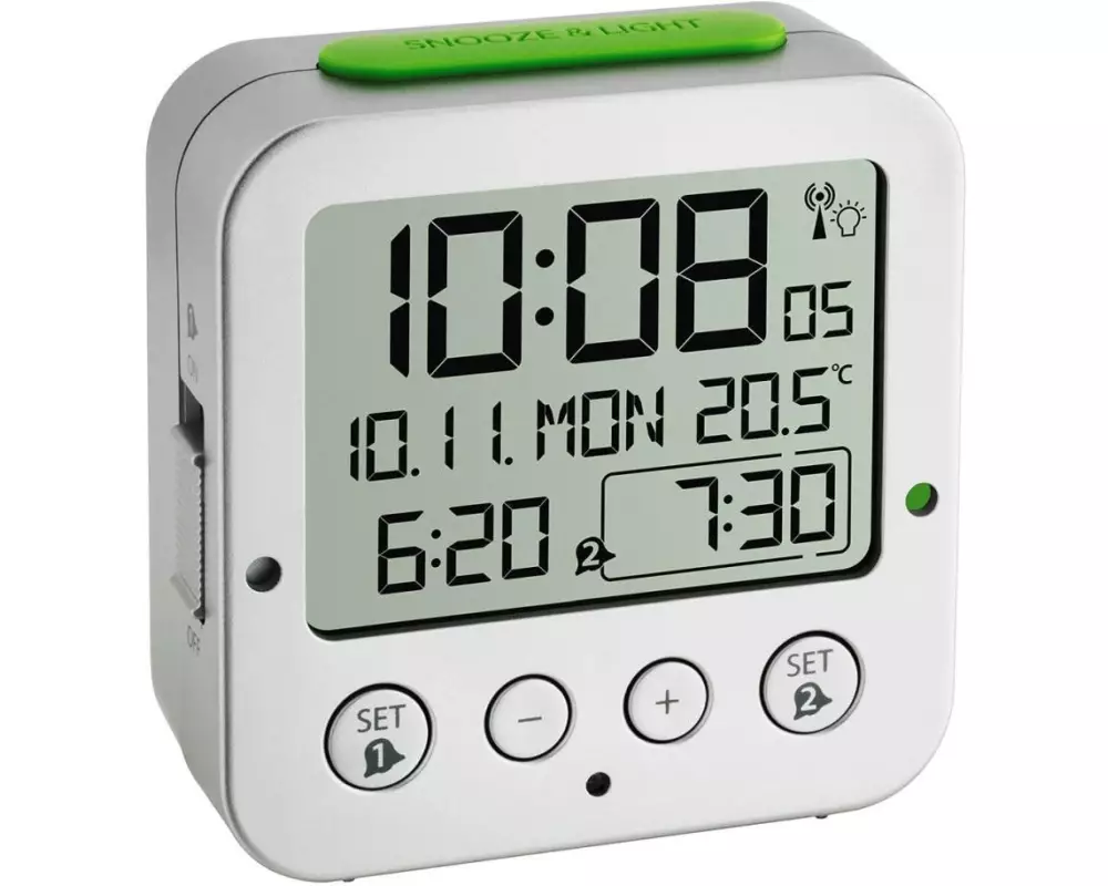 TFA Dostmann Digitalwecker Bingo Silber