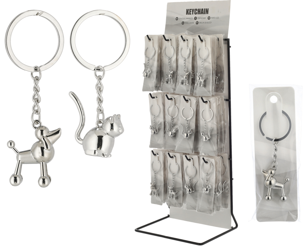 ROOST Schlüsselanhänger Hund, Katze 10031490 Metall, ass. 4x13x2cm