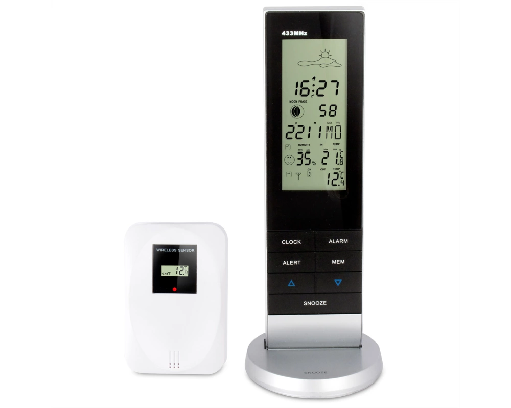 Alecto Wetterstation WS-1150 Schwarz-Silber, mit kabellosem Außensensor