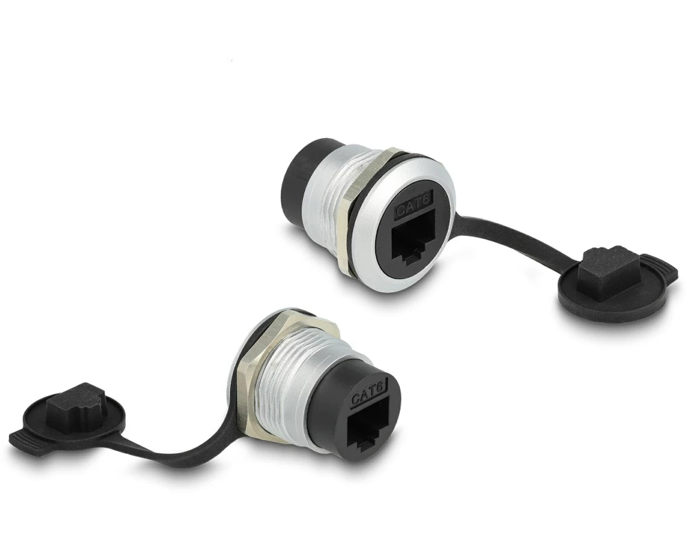 Delock RJ45 Cat.6 Einbaubuchse mit Staubschutzkappe, 1 Stück