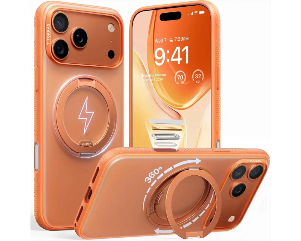 Torras UPRO Ostand Pro Schutzhülle, iPhone 17 Pro, Magsafe, orange