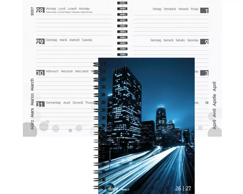 Biella Schulagenda mydiary Wire-O 2026/27 City, 14.5 x 20.5 cm
