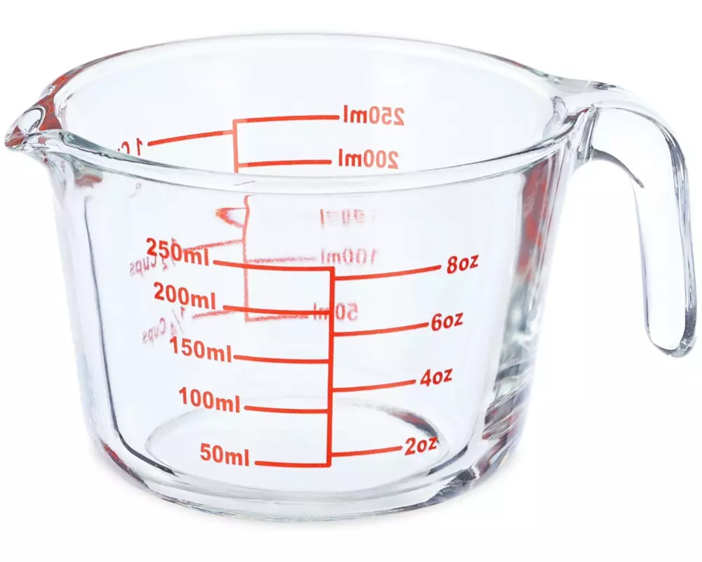 relaxdays Messbecher 250 ml, Rot/Transparent