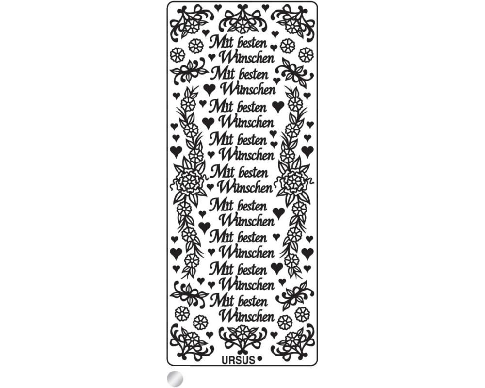 URSUS Kreativ Sticker 59110007 Mit besten Wünschen silber