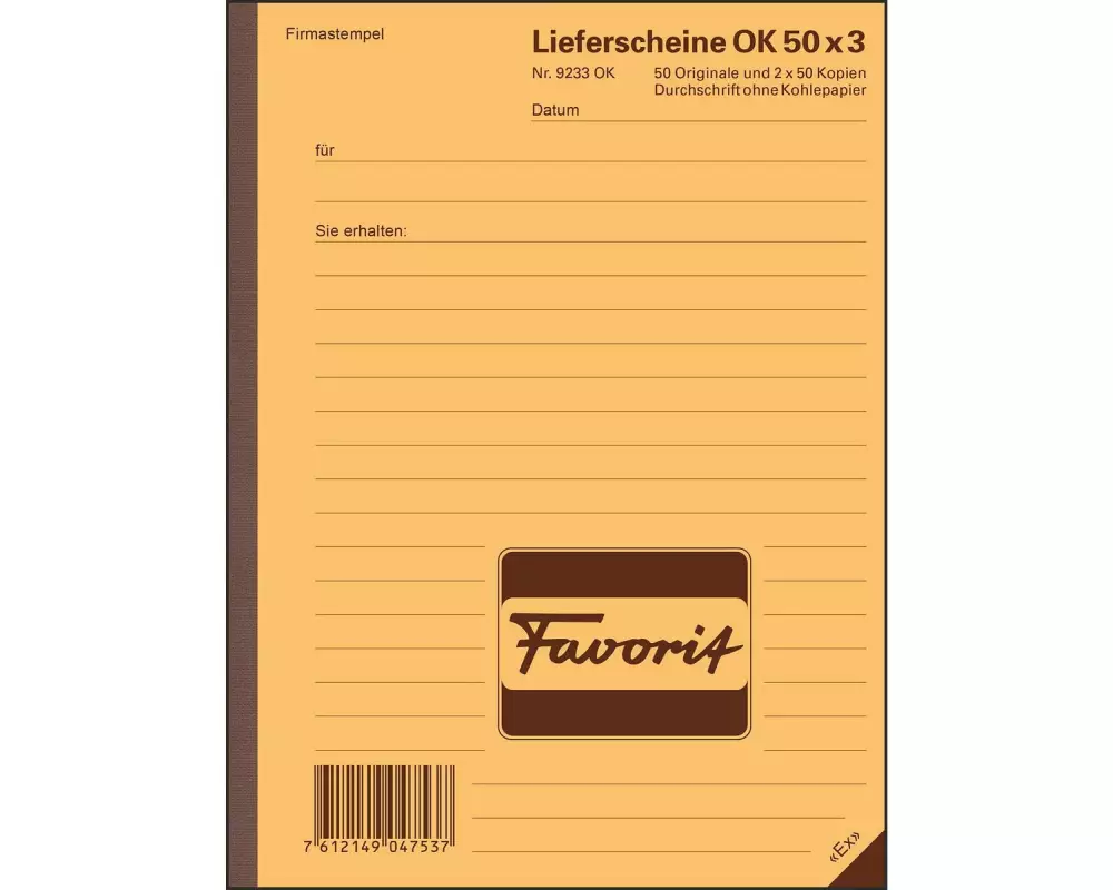 Favorit Durchschreibeblock 9233OK A5 50 Blatt