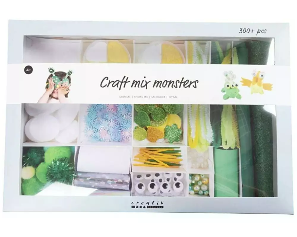 Creativ Company Bastelset Kreativ Mix Monster Grün/Gelb