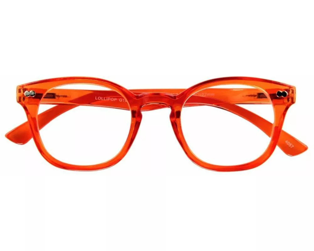 Brille. LOLLIPOP, G16400, orange, Retro-Lesebrille mit Federtechnik, +2.50 dpt