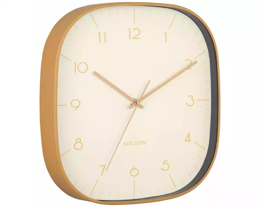 KARLSSON Wanduhr Grato Cuadrado 29 x 29 cm, Weiches Gelb/Ockergelb