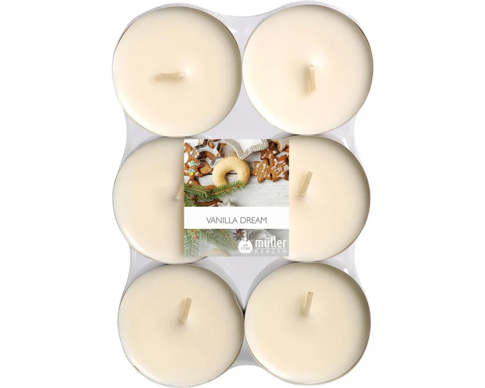 müller Kerzen Duftkerze Maxi Vanilla Dream Vanilla, 6 Stück