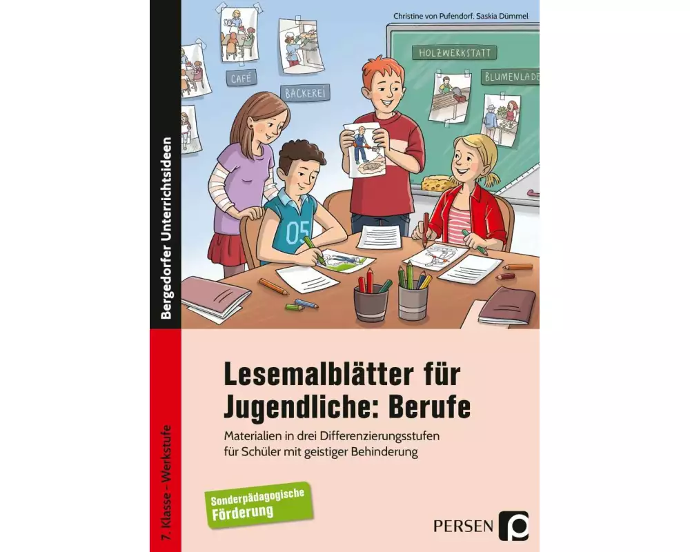 Lesemalblätter für Jugendliche: Berufe