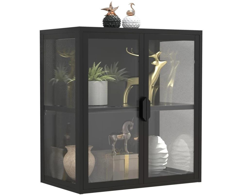 VCM Vitrine Flokas S 60 x 65 cm, Schwarz