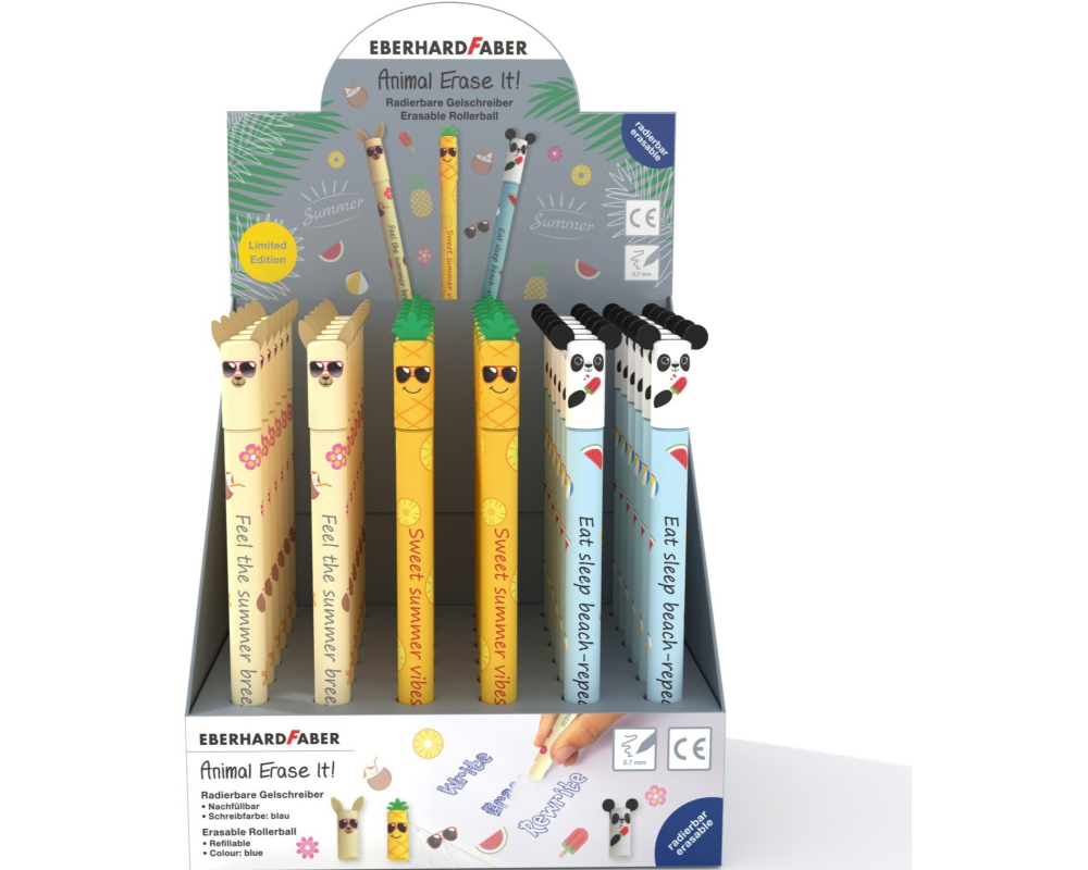 EBERHARD FABER Gelschreiber Erase It Display 560110 Sommer Edition, ass. 36 Stück