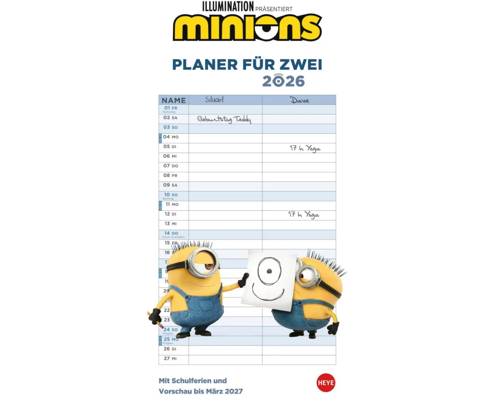 Heye Jahresplaner Minions Planer für zwei 2026