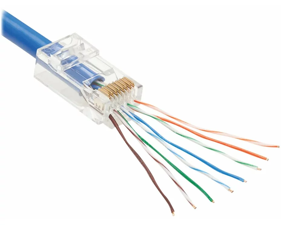 EATON TRIPPLITE Cat6 RJ45, Pass-Through, UTP Modular Plug, 50 Pack