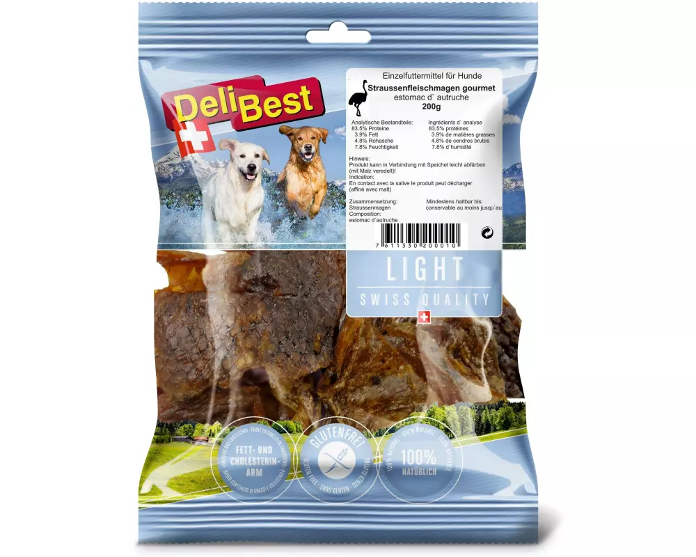 DeliBest Kausnack Light Straussenmagen gourmet 200 g