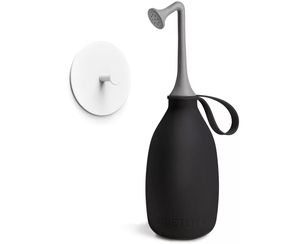 Bidetlity Po-Dusche Bidet 450 ml schwarz inkl. Haken weiss