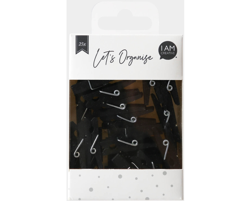 I AM CREATIVE Holzklammern Let`s Organize 4035.22 schwarz,35mm, FSC 25 Stück